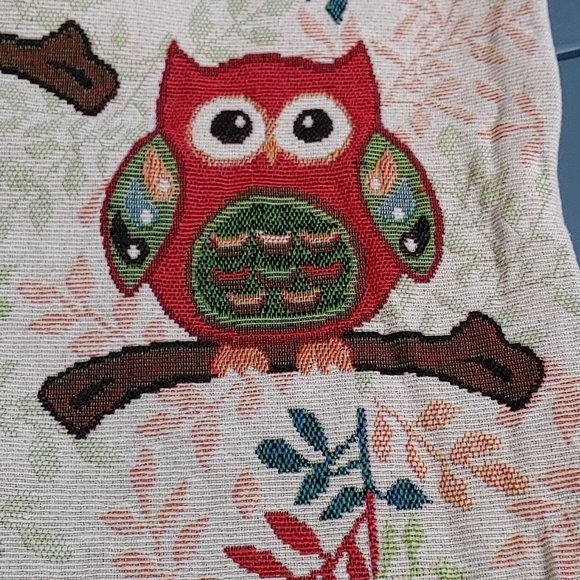 Set of Two Owl Cushion Covers Tapestry Material Zip Up Fits 14-15" Form - Picture 3 of 5